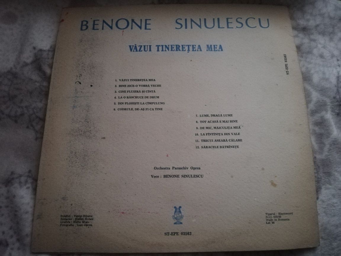 Disc vinil Benone Sinulescu