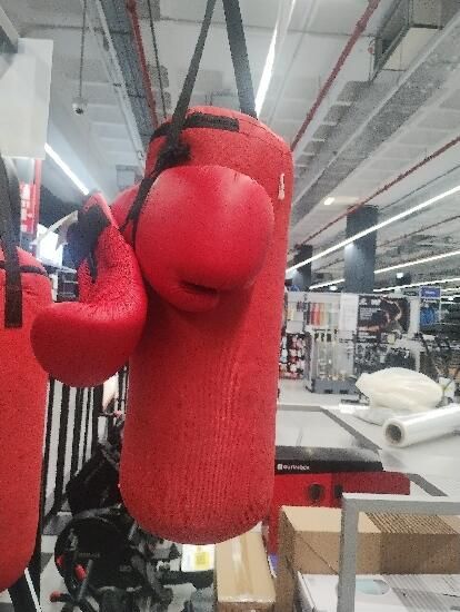 Set sac de box + mănuși de box Roșu Copii - produs resigilat Decathlon
