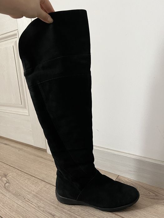 Зимние, длинные сапоги (замшевые)