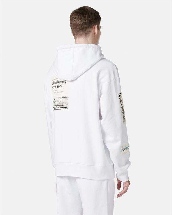 Мъжки суичър Iceberg White Relaxed Fit Cotton Hoodie