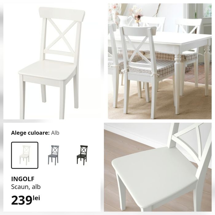 Set 4 scaune lemn masiv IKEA - 4 bucati Pret valabil pana Sambata!