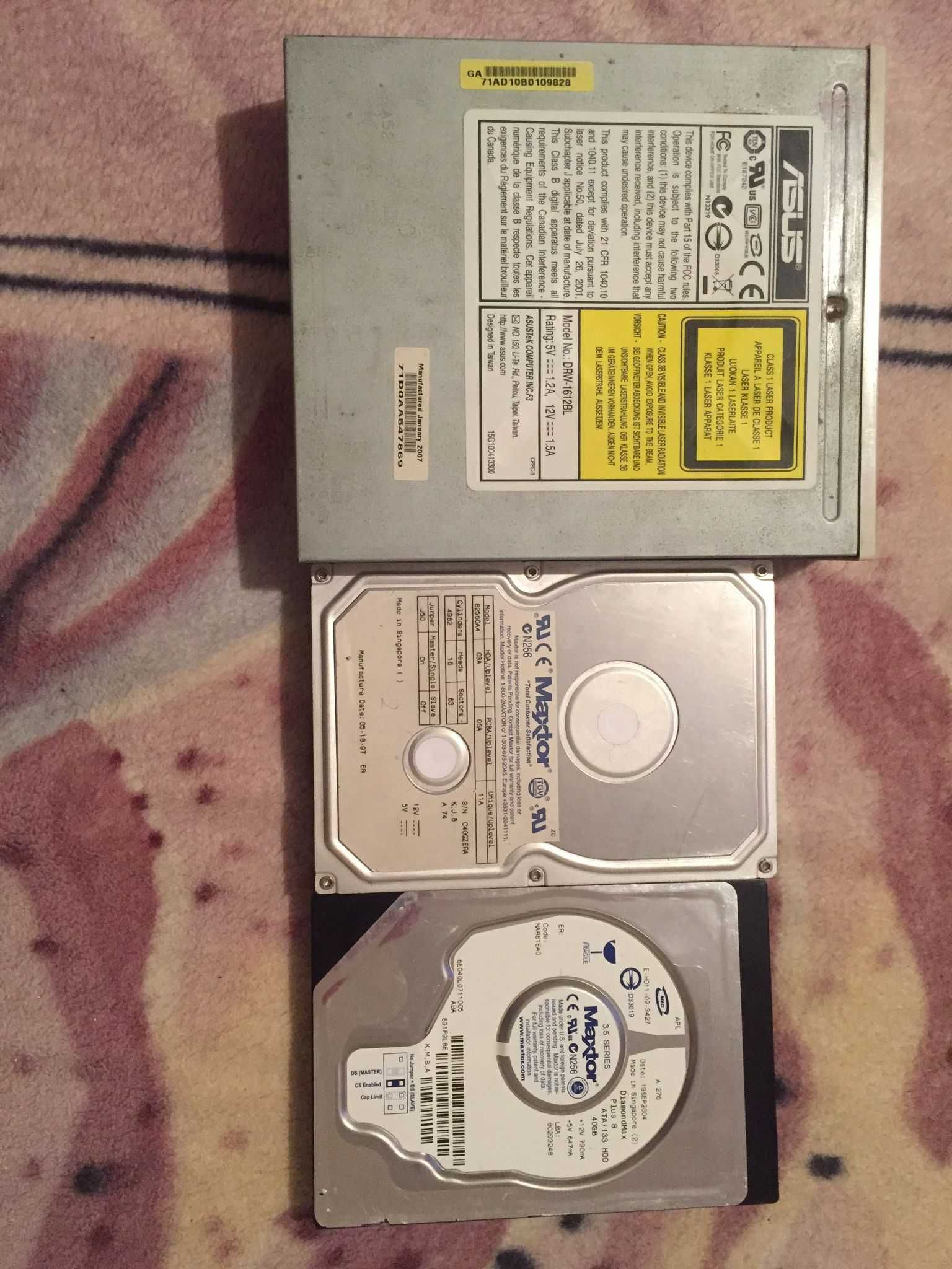 DVD-RW Asus DRW-1612BL, HDD DiamondMax plus 8 40 GB