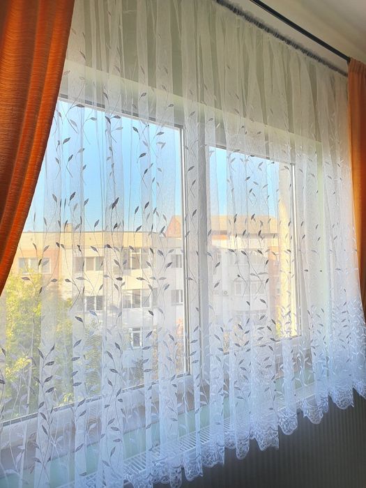Perdea tiul ab cu broderie cu sclipici , 6.10 x 1.59m