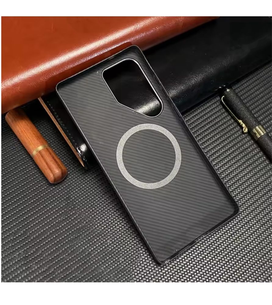Samsung S24 ULTRA S25 ULTRA - Husa Hard Thin Carbon Neagra cu Mgsafe