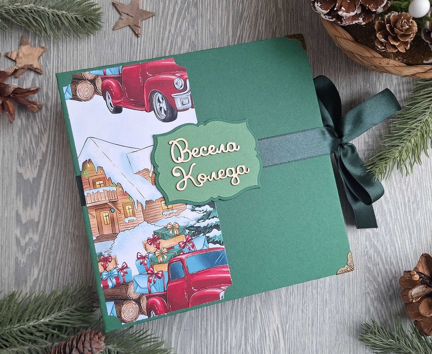 Коледен скрапбук албум "Снежна гора", ръчна изработка /54.20