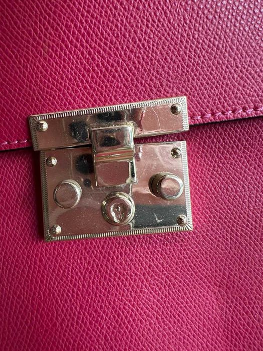 Geanta de piele naturala roz fucsia Italia