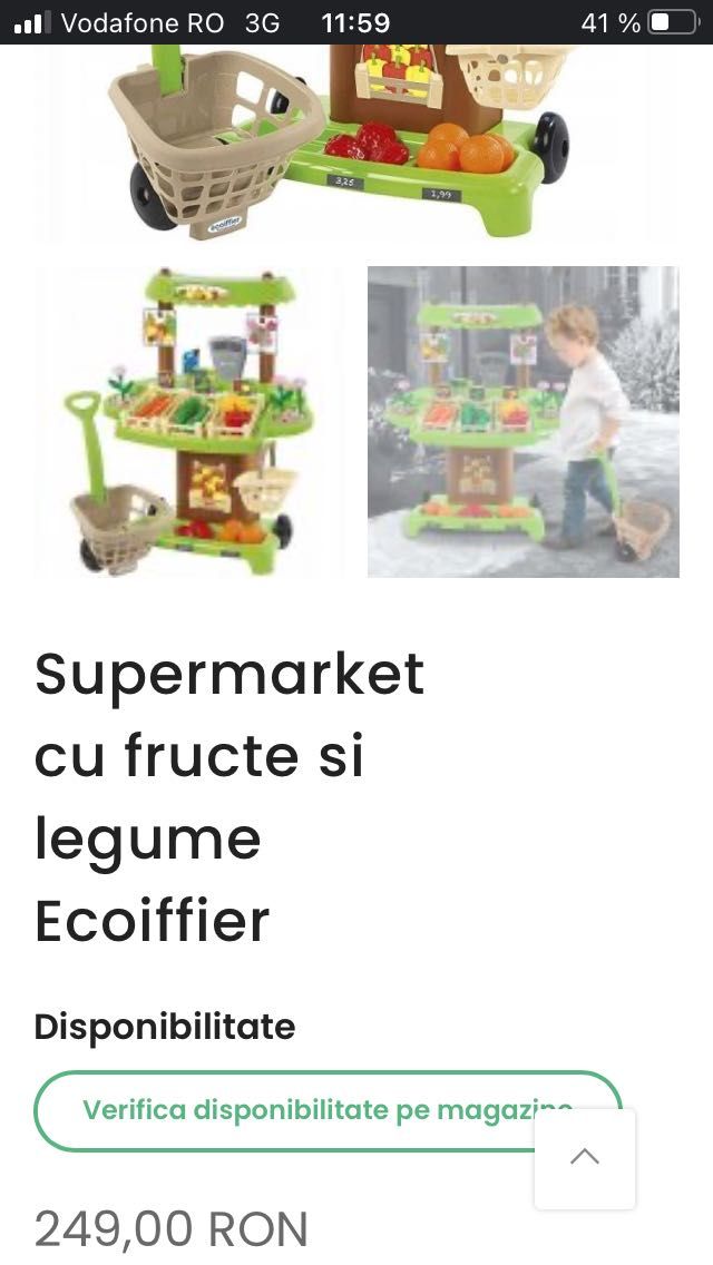 Bucatarie copii din plastic-supermarket legume si fructe