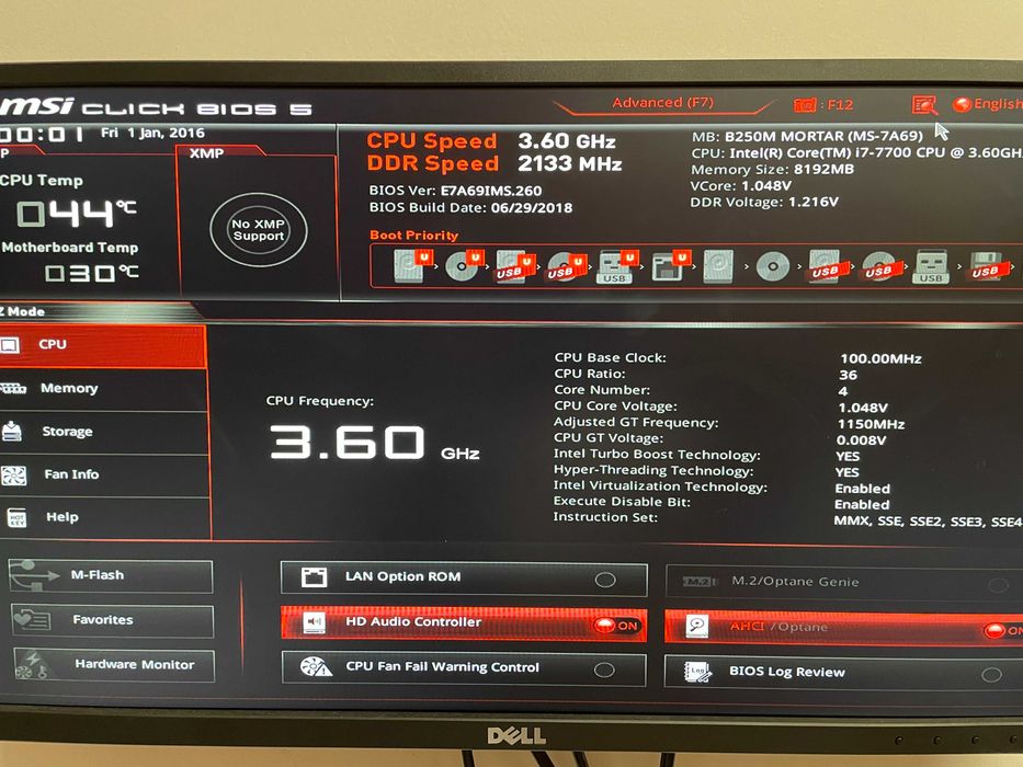 Kit Placa de baza MSI B250M Mortar cu CPU I7 7700, garantie 6 luni
