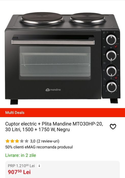 Cuptor electric cu plite Mandine