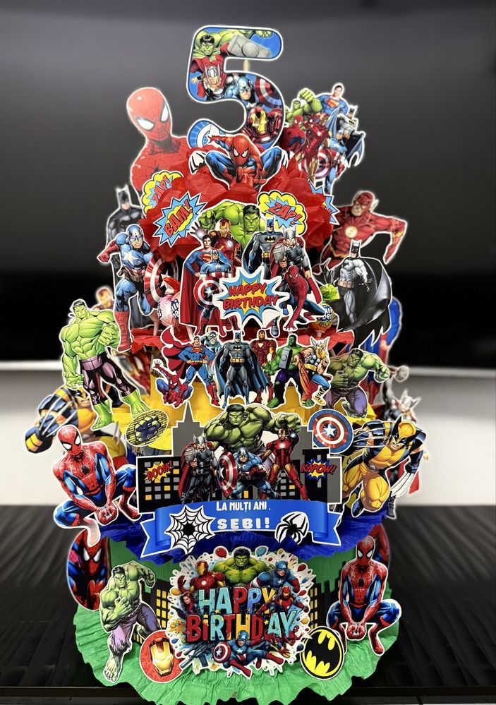 Torturi din dulciuri ambalate#spiderman#hulk