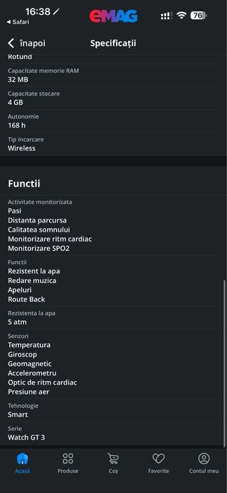 Smartwatch Huawei Watch GT 3 Elegant Edition Gold
