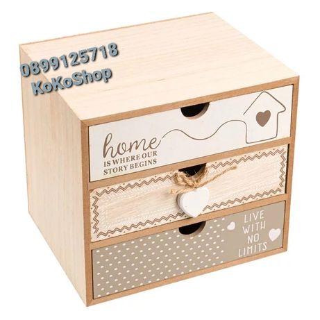 Декоративна дървена кутия/органайзер за бюро-20x15x18 см.