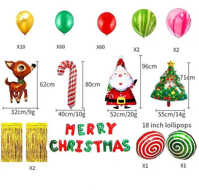 160 части голям комплект коледни балони