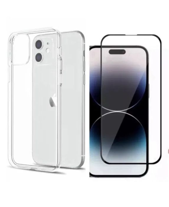 Husa Sircas si Folie Sticla Comp 25D Iphone 14/15/16E/17/PRO/MAX/PLUS