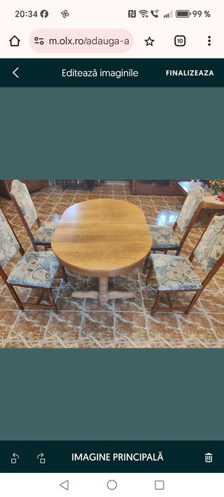 Masa lemn masiv în Sauca(5km de Tășnad) Satu Mare cu 4 scaune