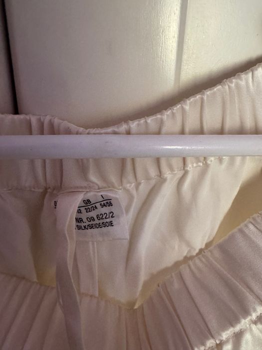 Pantalon pijama dama din matase naturala alb ivory