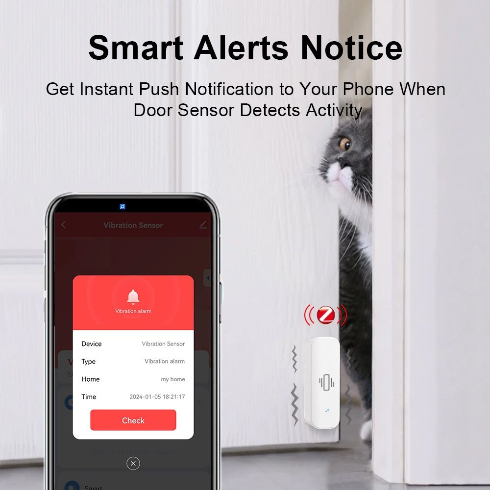 Tuya Smart WiFi или Zigbee Сензор за вибрации