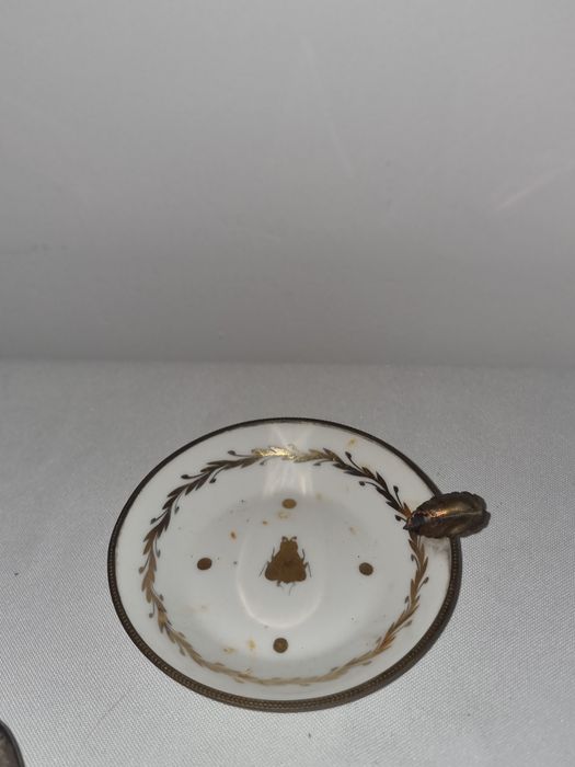 Suport porțelan Limoges France, decor auriu, cca. 1900–1940