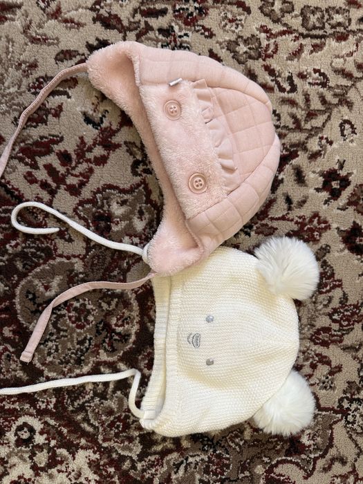 Теплые шапочки на 0-4 месяца