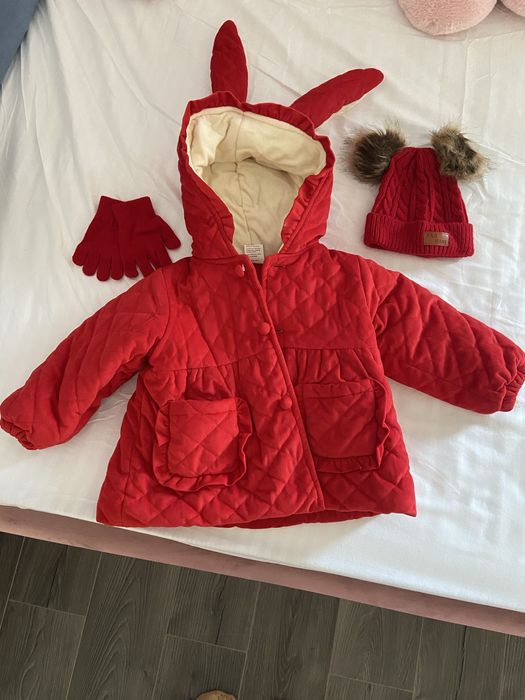 Haina fetite 1-2 ani + set caciula si manusi