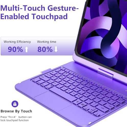 Нов Калъф с клавиатура за iPad 10-то поколение 10.9” с тъчпад RGB кейс
