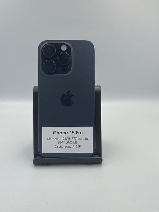 iPhone 15 Pro - 128gb memorie, 87% baterie, 1 an garantie