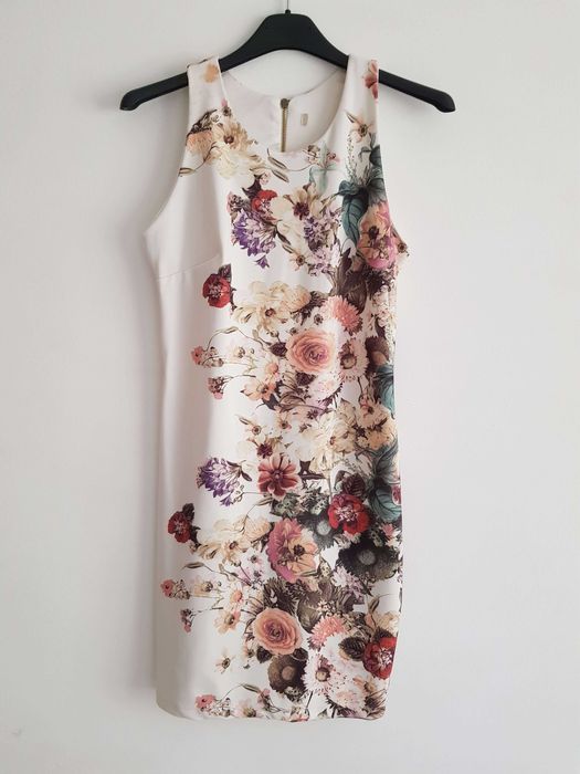 Рокля на флорални мотиви, XS + декопаж обувки (37 ) към нея