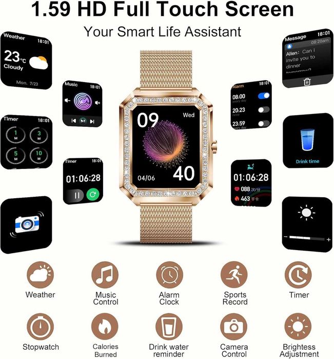 Луксозен дамски смарт часовник Montre I88 - две каишки