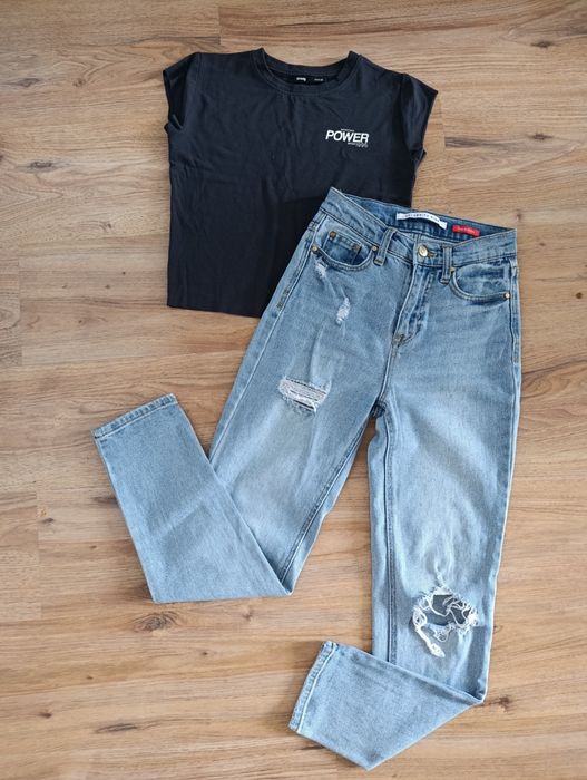 Сетове Дънки Mom fit 34 XS с топове