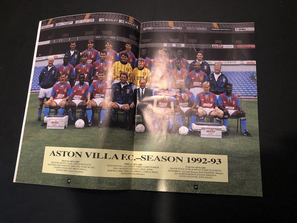 Годишна програма на Астън Вила, сезон ‘92-93.