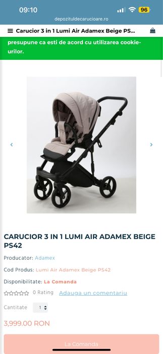 Carucior 3 in 1 LUMI AIR ADAMEX BEIGE PS42