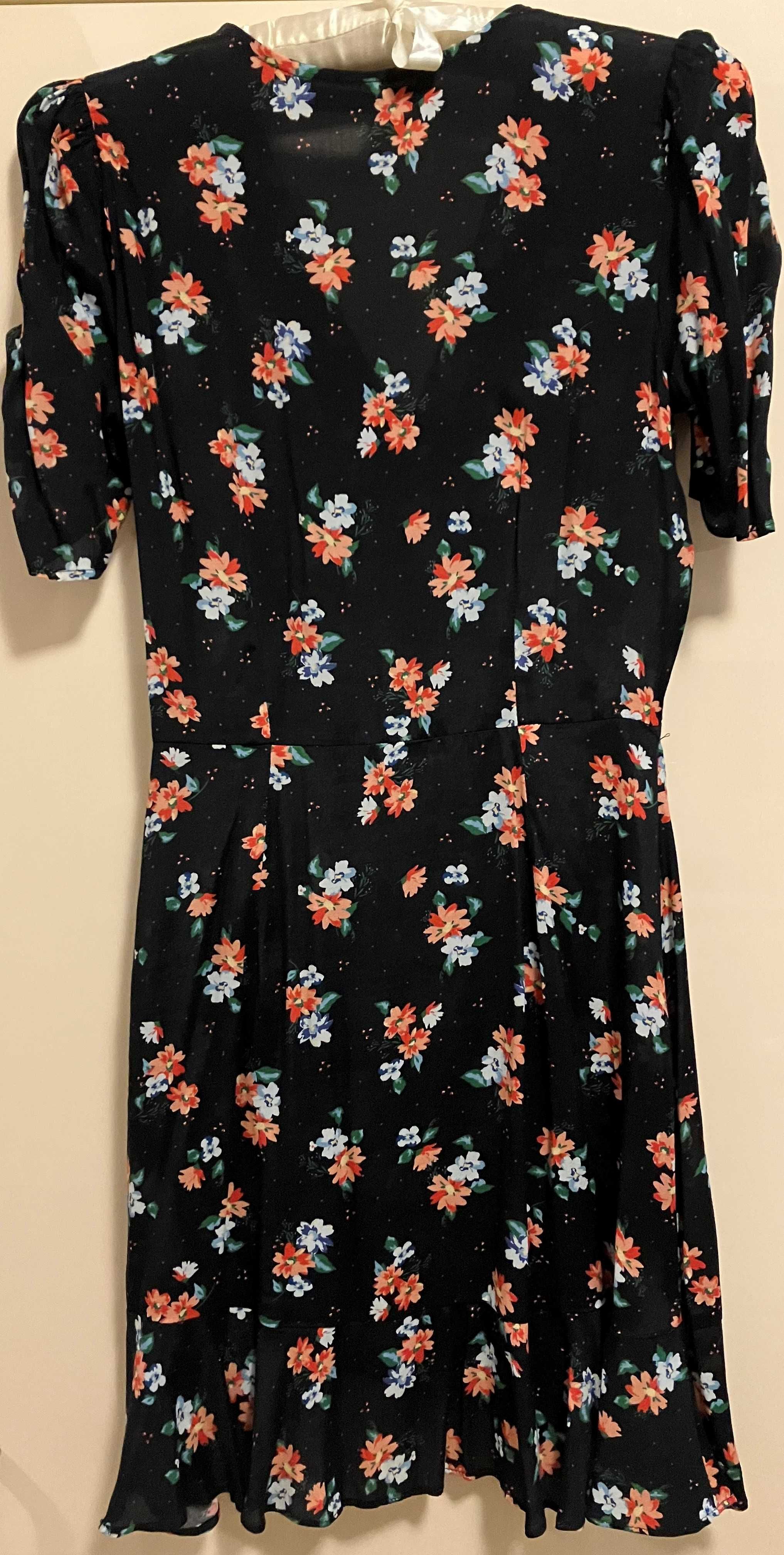 Rochie scurta Zara XS neagra model floral