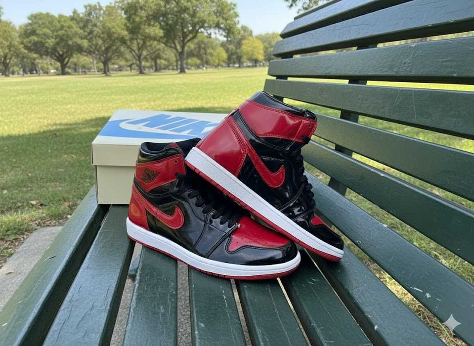 Adidasi Nike Jordan 1 High Patent Bred - Adidasi Unise Premium