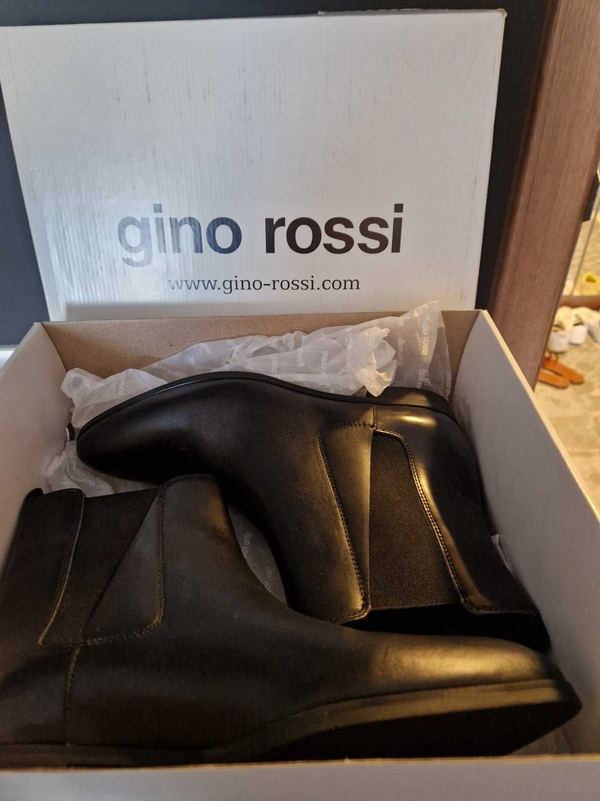 боти Gino Rossi 38 размер -  черни телешки бокс, естествена кожа