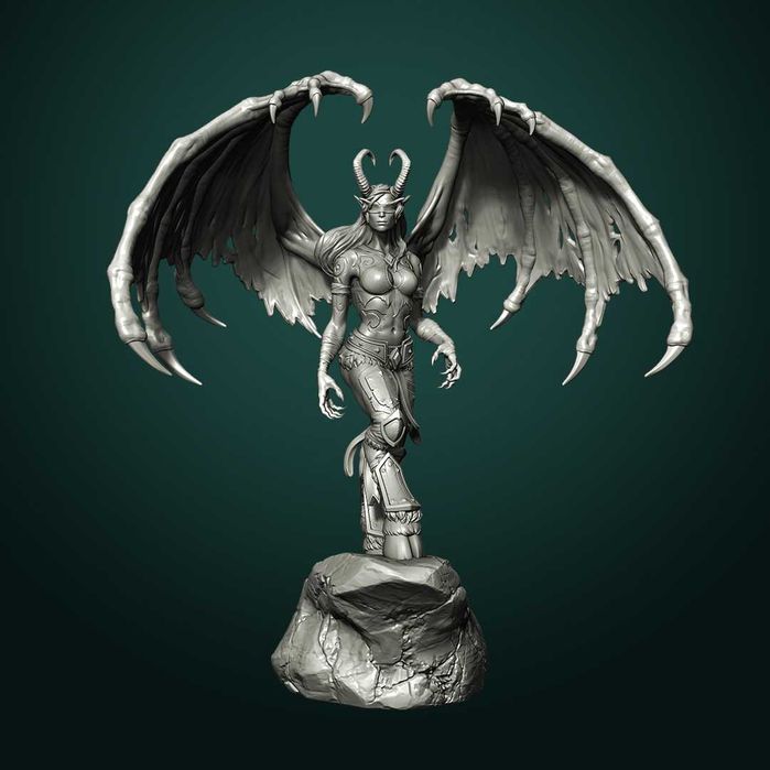 Statuetă de demon hunter imprimată 3D din rășină.