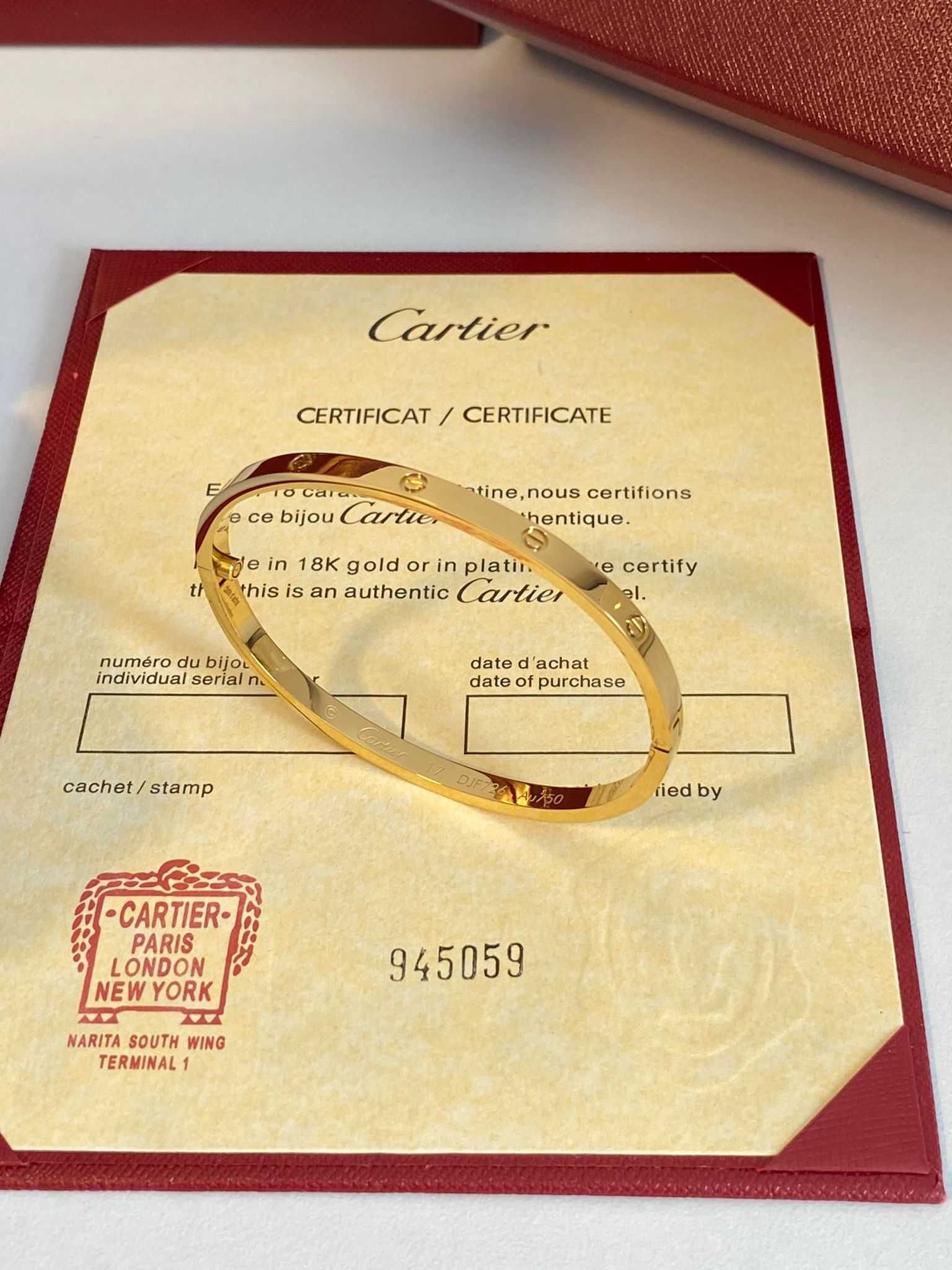 Brățară Cartier Love Slim 17 Gold 750 cu cutie