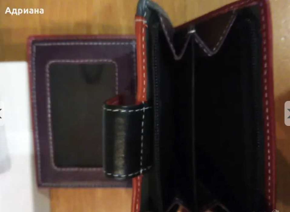 Многоцветен дамски портфейл. Естествена кожа.