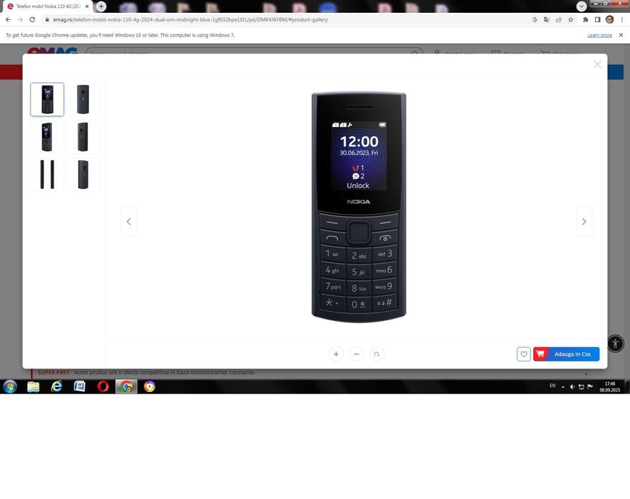 Telefon mobil Nokia 110 4G (2024), Dual SIM, Midnight Blue, sigilat
