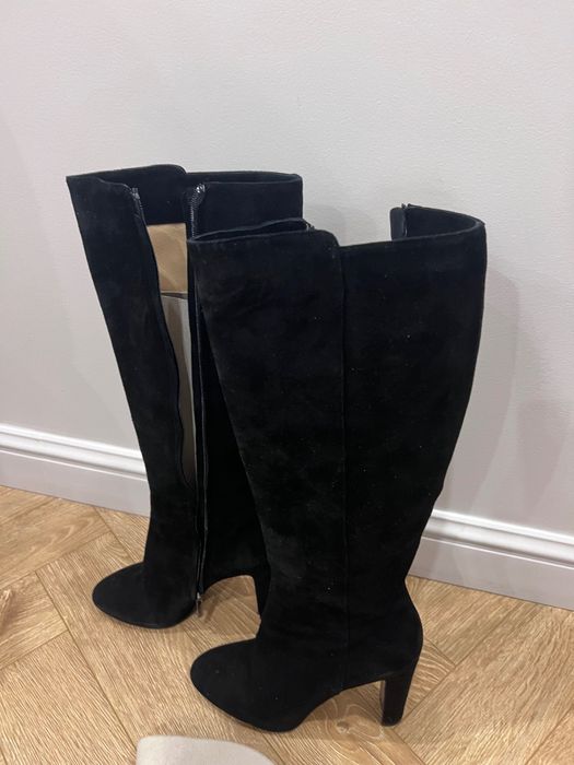 Итальянские сапоги, Замша, Весна-осень на высоком каблуке