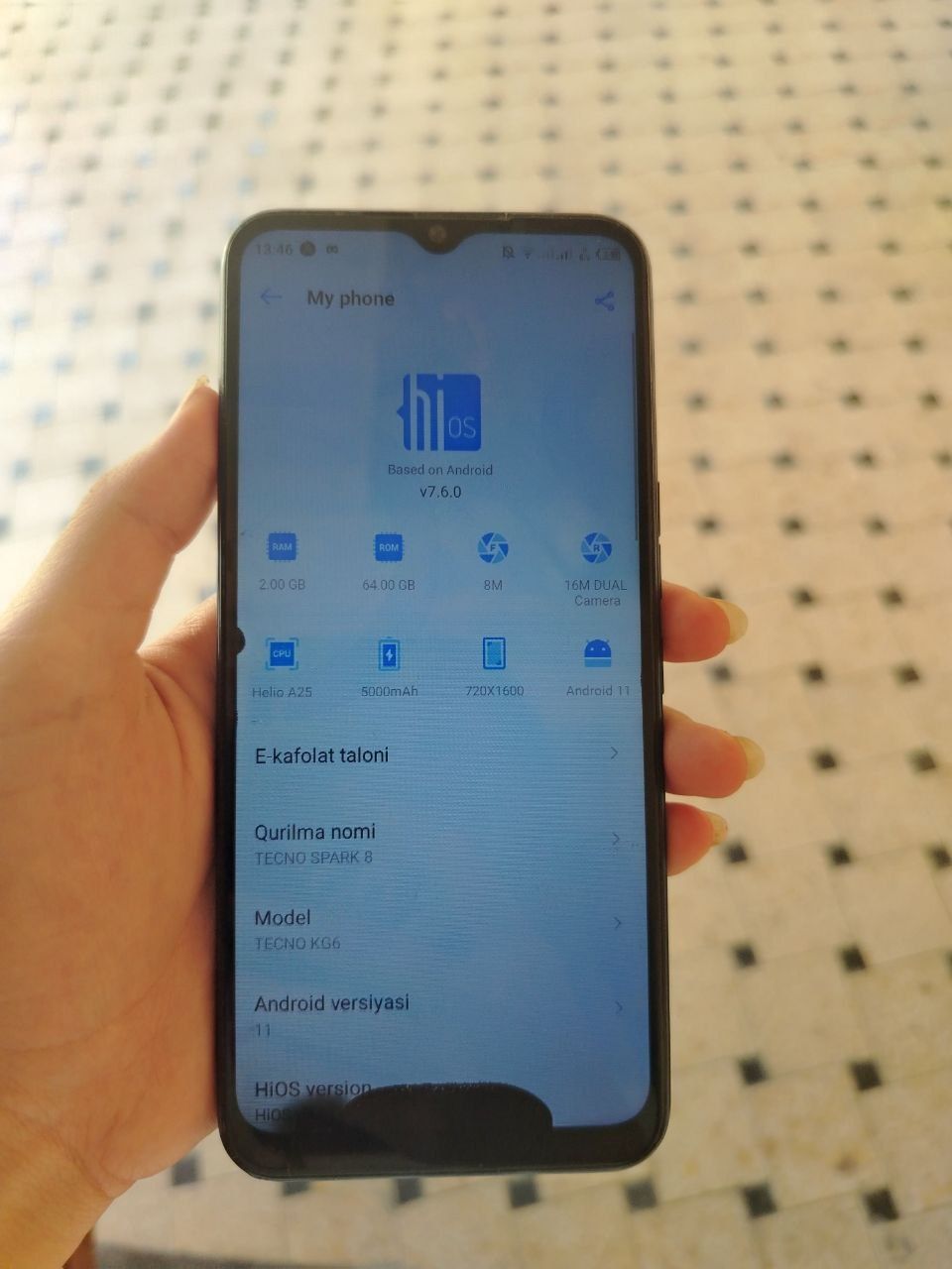 techno spark8 holati oʻrtacha