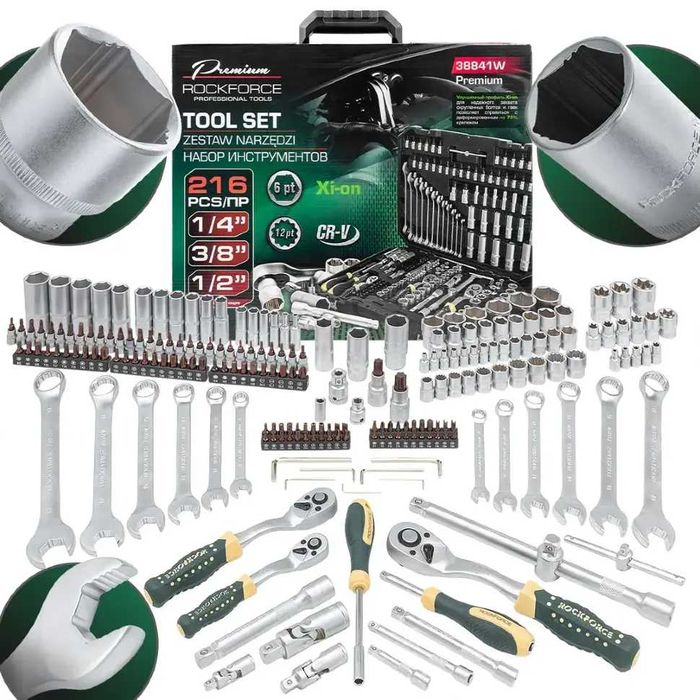 Гедоре 216 части 1/2“, 1/4“ и 3/8“ ROCKFORCE Premium XI-ON