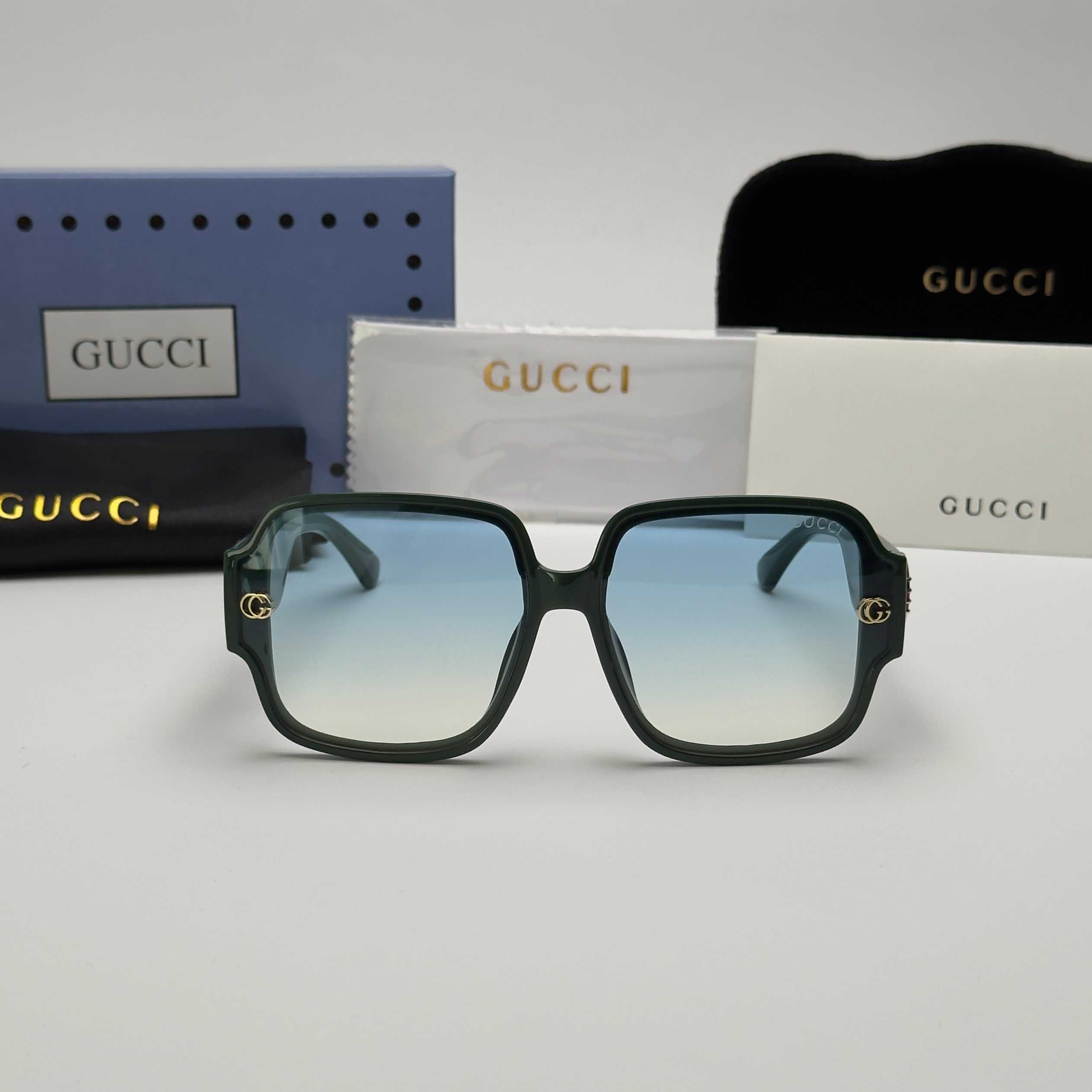 Слънчеви очила GUCCI Oversize Black White Green UV400 CE Big Lenses