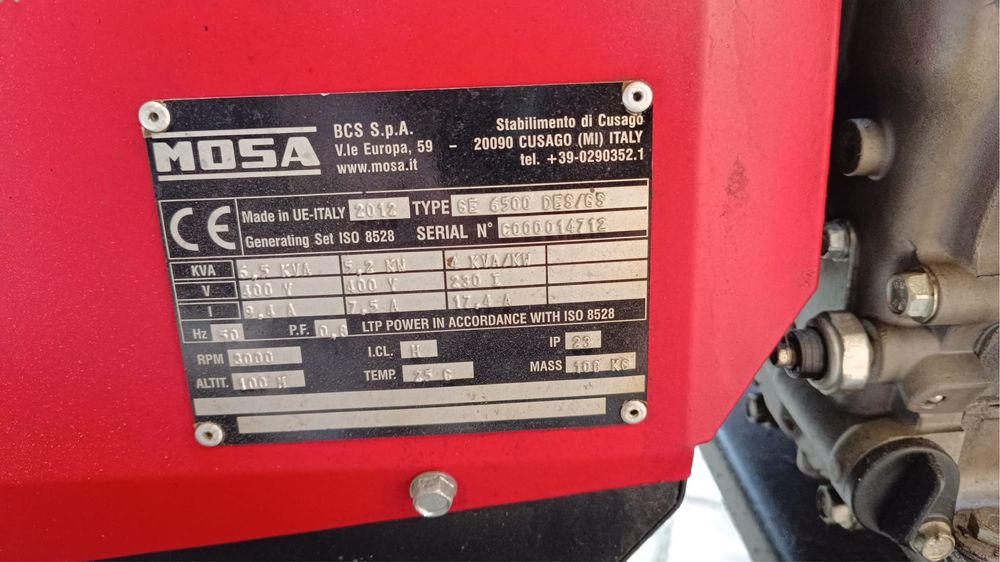 Se vinde generator MOSA DIESEL în stare perfectă de funcționare
