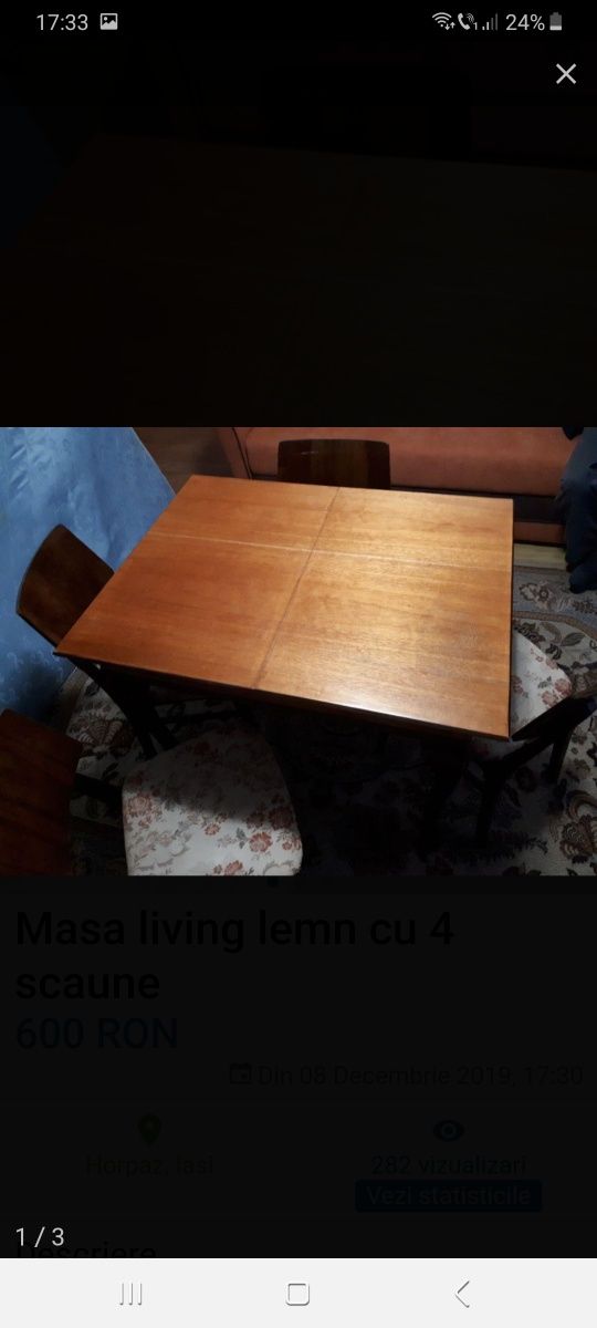 Masa living lemn + scaune