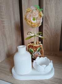 Керамичен сет с ваза и подложка