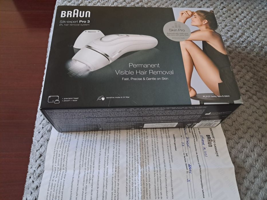 Epilator NOU Garantie 2 ani, IPL Braun Silk-expert PRO 3 PL3121