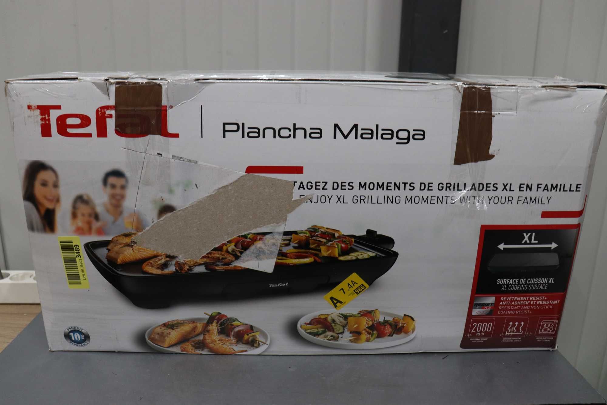 Tefal Málaga XL 2000W електрически грил с термостат CB5018, лек ДЕФЕКТ