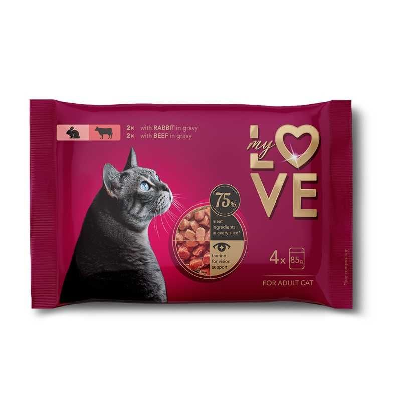 My Love - Пауч за котки различни вкусове - 4х85гр.