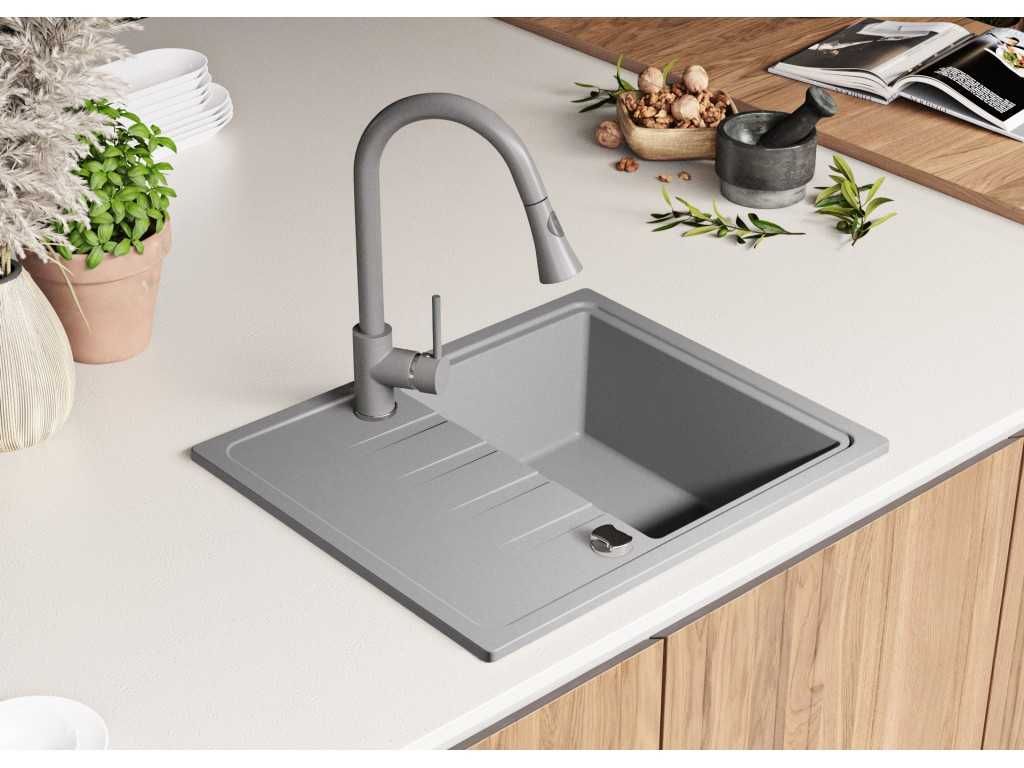 Кухненска мивка от Гранит модел Милано 620 x 500 mm сив