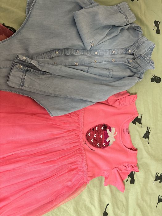 Camasa blugi+ rochie 128 cm